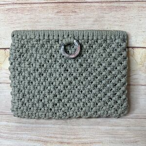 Vintage Marbella Gray Macramé 70s Chunky Rope Flex Frame Clutch Purse Handbag